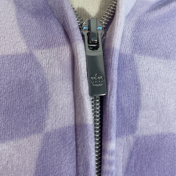 Juicy Couture Y2K Purple Squares Logo Velour Hooded Zip Hoodie Jacket Sz M - Picture 9 of 11